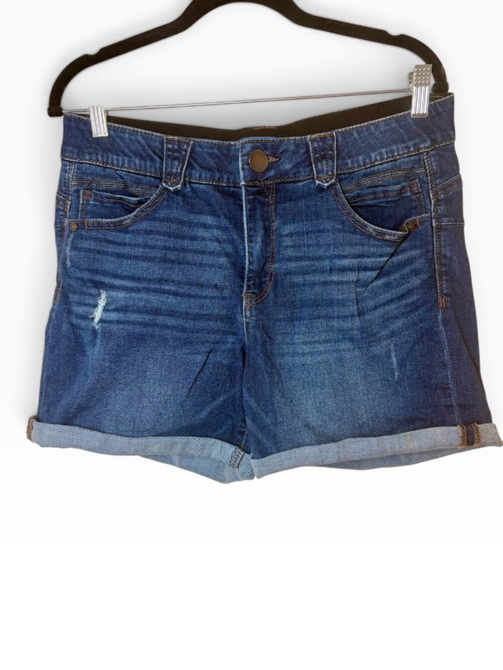 Democracy Ab Solution Blue Distressed Cuffed Denim Shorts Size 10